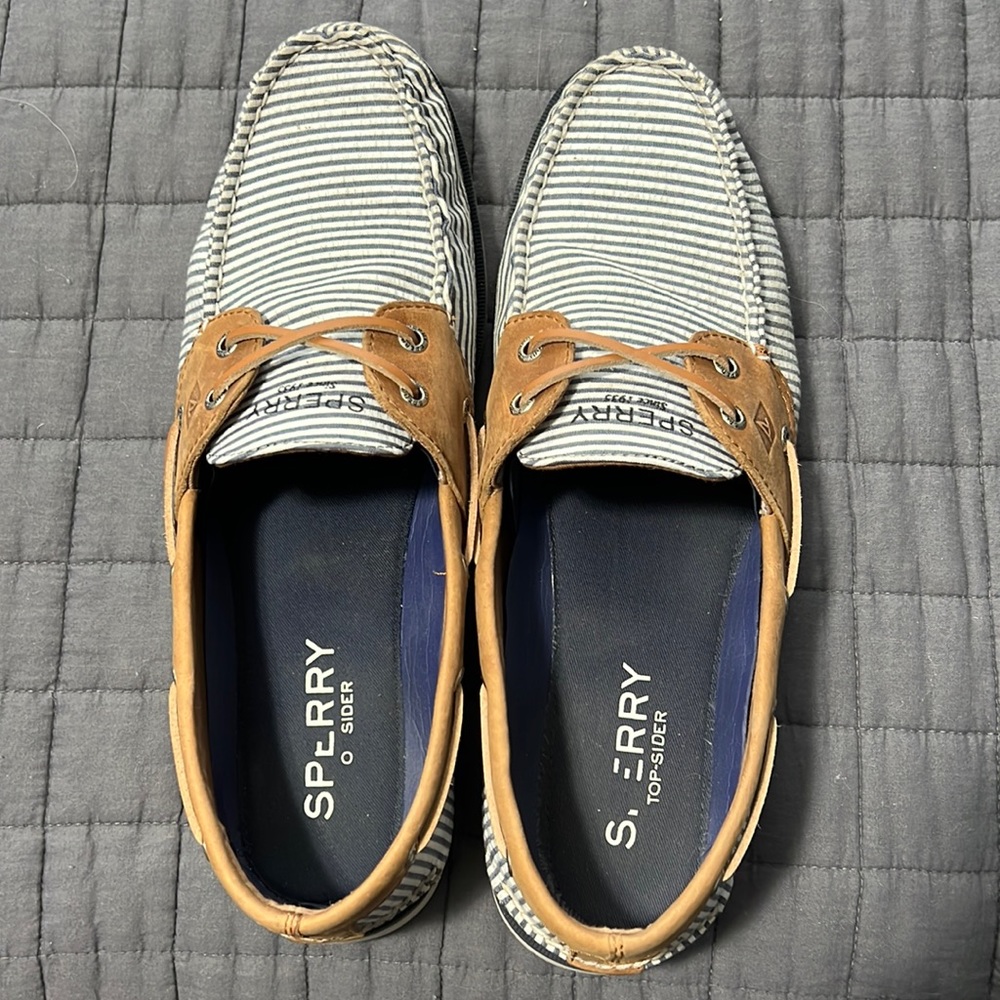 Sperry Mens Seersucker Topsider Boat shoes, size 13